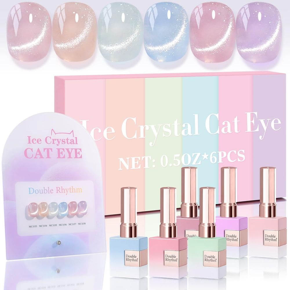 Conjunto de esmaltes em gel Double Rhythm Cat Eye 15 mL x 6 (prata)