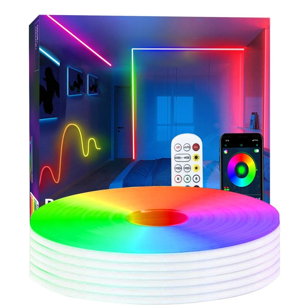Luzes de corda de néon https://mp.mp 20m RGB-IC LED à prova d`água com aplicativo/controle remoto