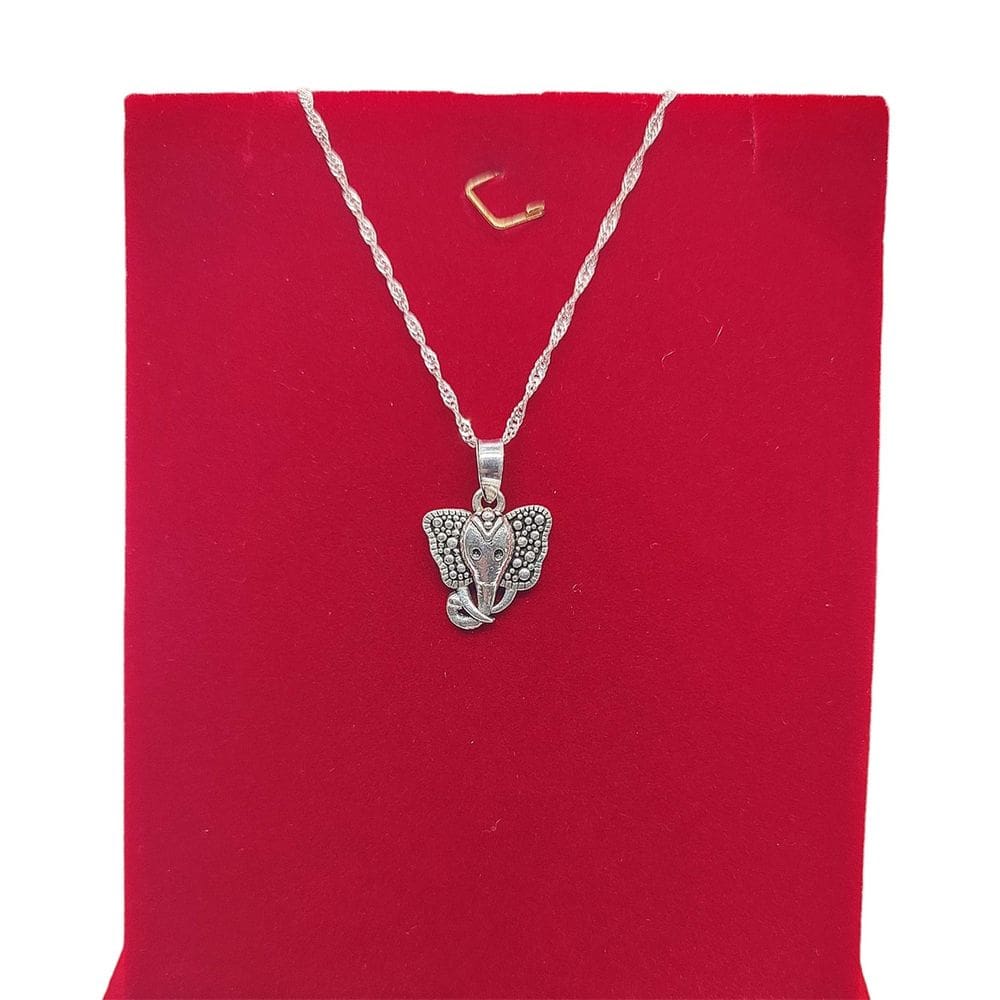 Corrente Singapura 40cm Pingente Elefante Prata 925