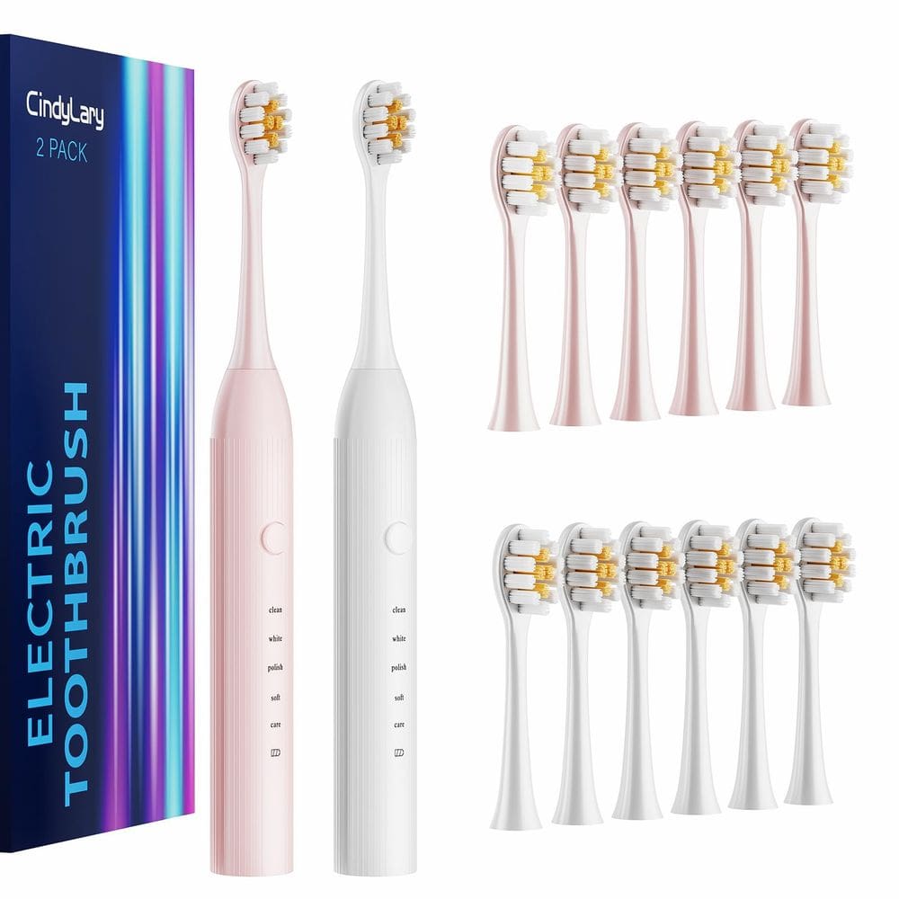 Escova de dentes elétrica CindyLary Sonic 38000VPM, pacote com 2 cabeças