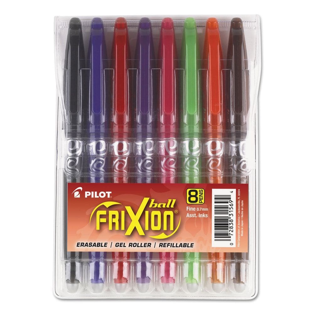 Canetas de tinta gel PILOT FriXion Ball apagáveis de 0,7 mm, pacote com 8