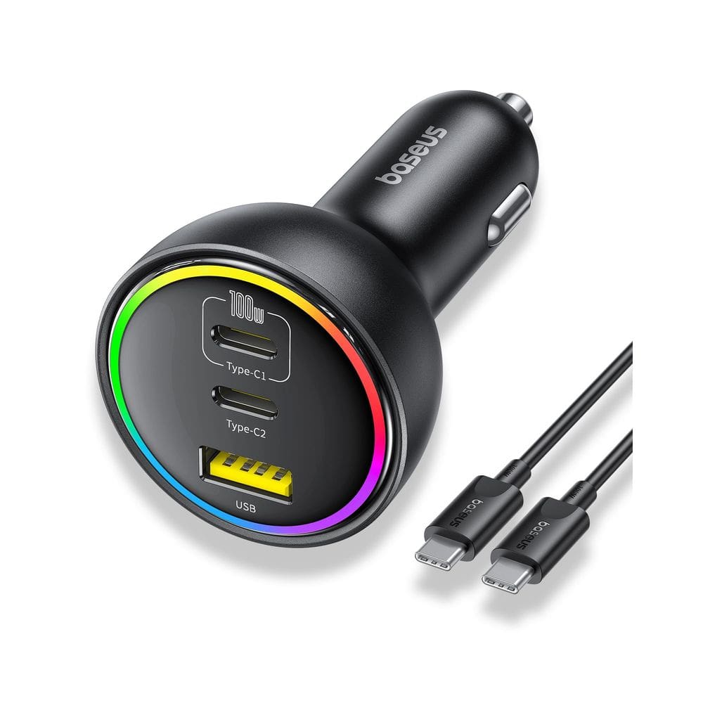 Carregador USB C para carro Baseus 152,5 W, carregamento super rápido, 3 portas