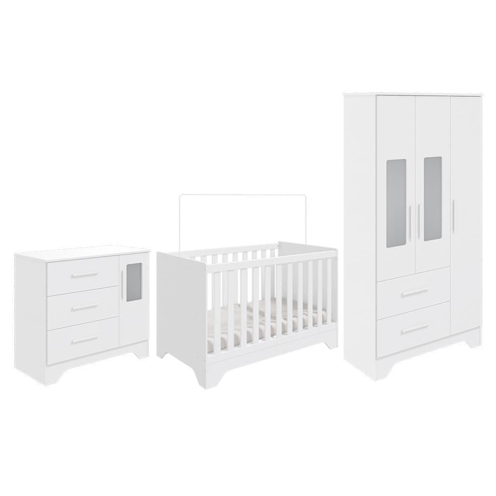 Dormitório Infantil Popy Retrô Plus Janelas Guarda Roupa, Cômoda e Berço - Móveis Peroba