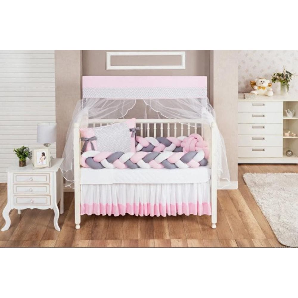 Kit Berço Rosa Claro Segurança Beleza Para O Berço 11 Peças
