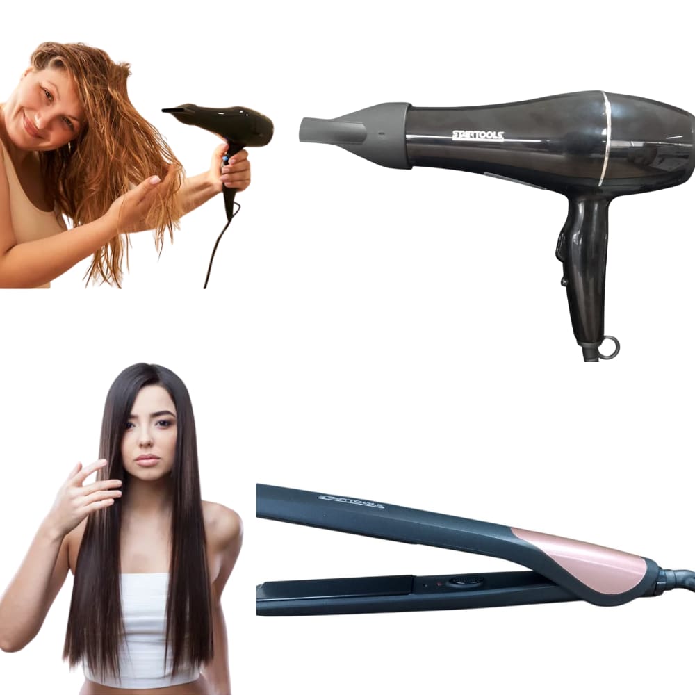 Kit Secador Potente 1800W 127V E Chapinha Prancha de Cabelo Profissional 50W Bivolt Portátil