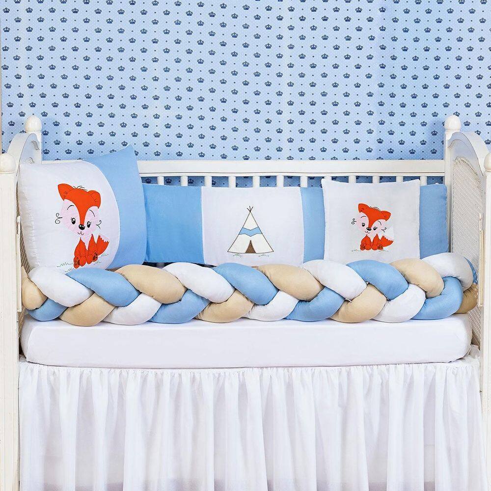 Jogo Protetor Berço Raposinha Menino 6 Peças