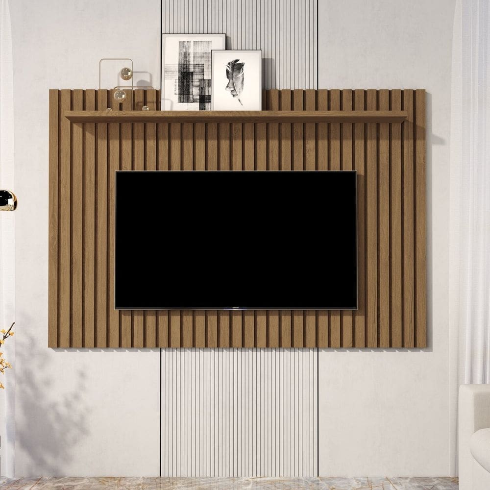 Painel para Tv 60 Polegadas com Prateleira Ripado Real Classic 1.6 Freijó
