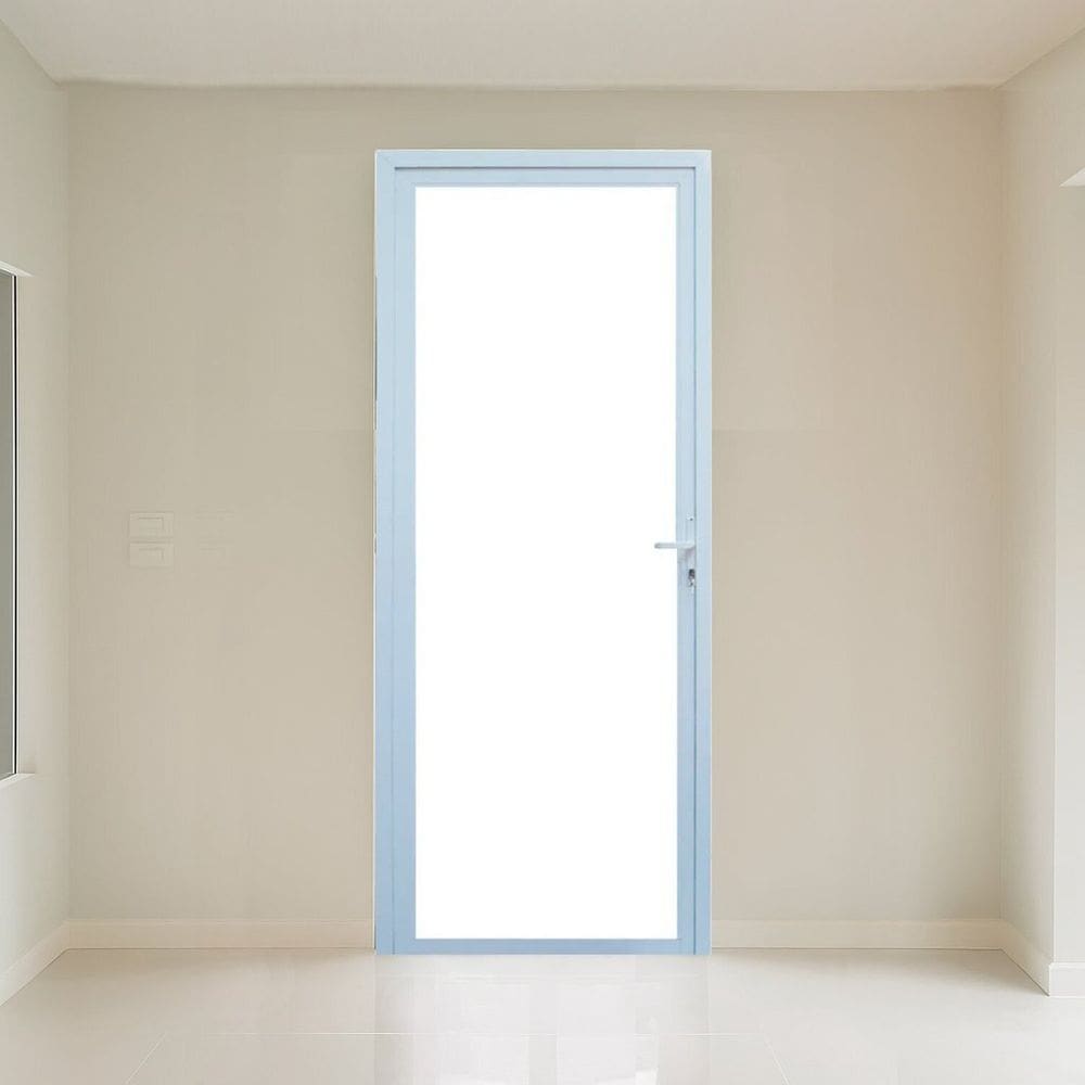 Porta Direita 1 Folha Vidro Temperado 6cm 90x215cm Fábrica do Alumínio Branco