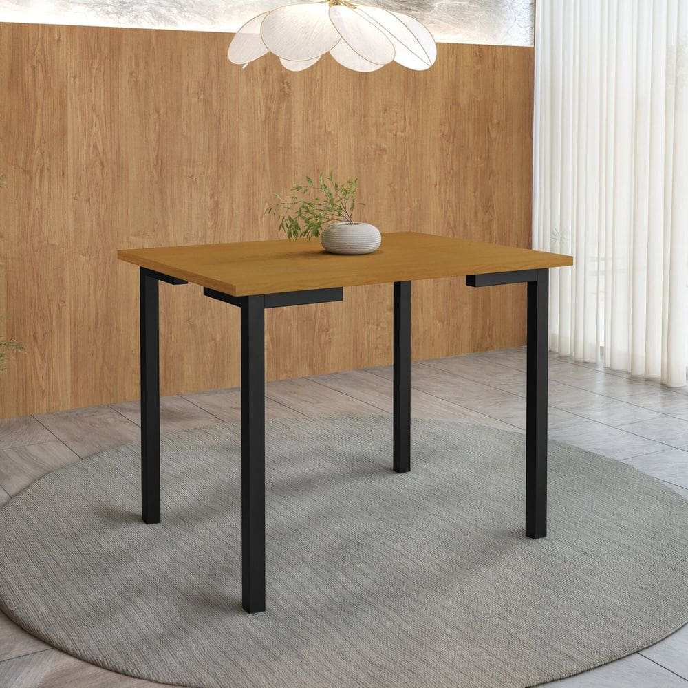 Mesa para Sala de Jantar 109x77cm Tampo em Mdf Compact Preto / Marrom