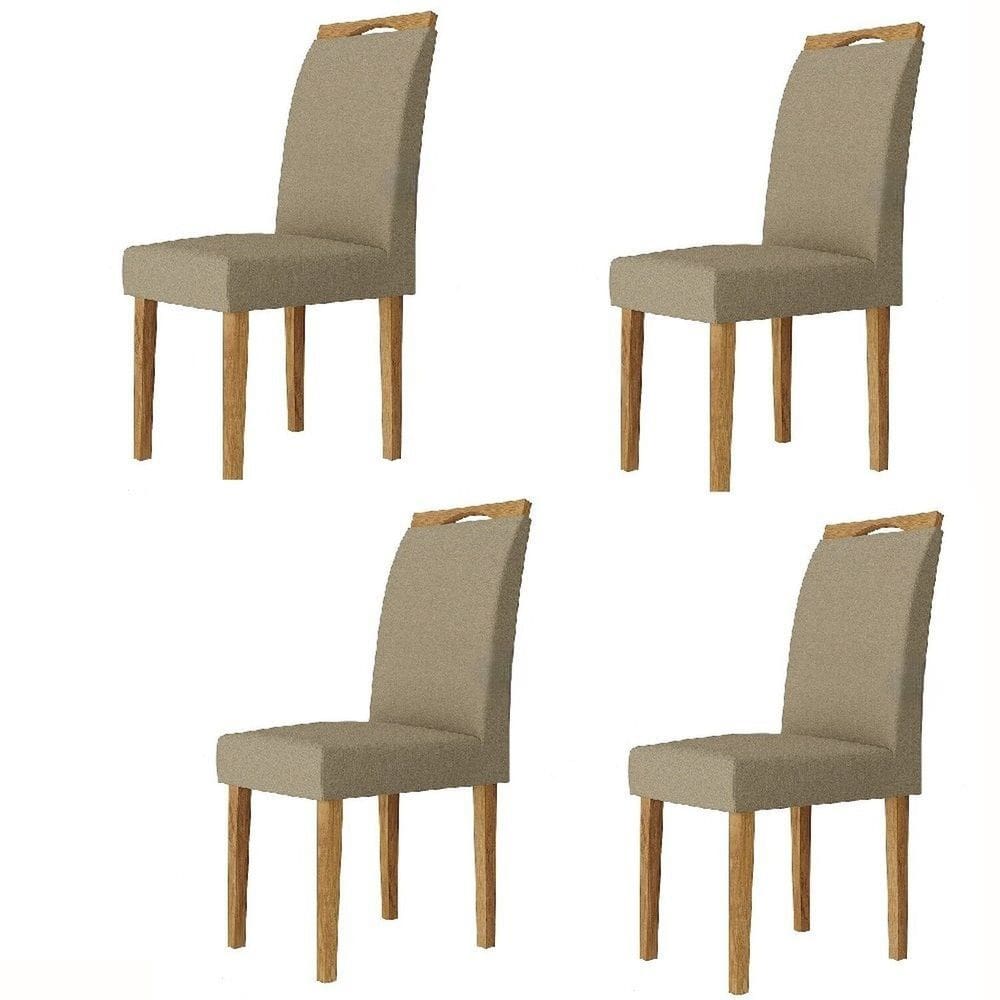 Conjunto 4 Cadeiras Estofadas Tecido 11 Naturalle Pinhão