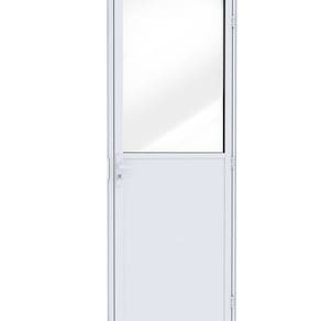 Porta de Alumínio de Giro Mista com Lambri e Vidro 215x85cm Lucasa Ideale Branco