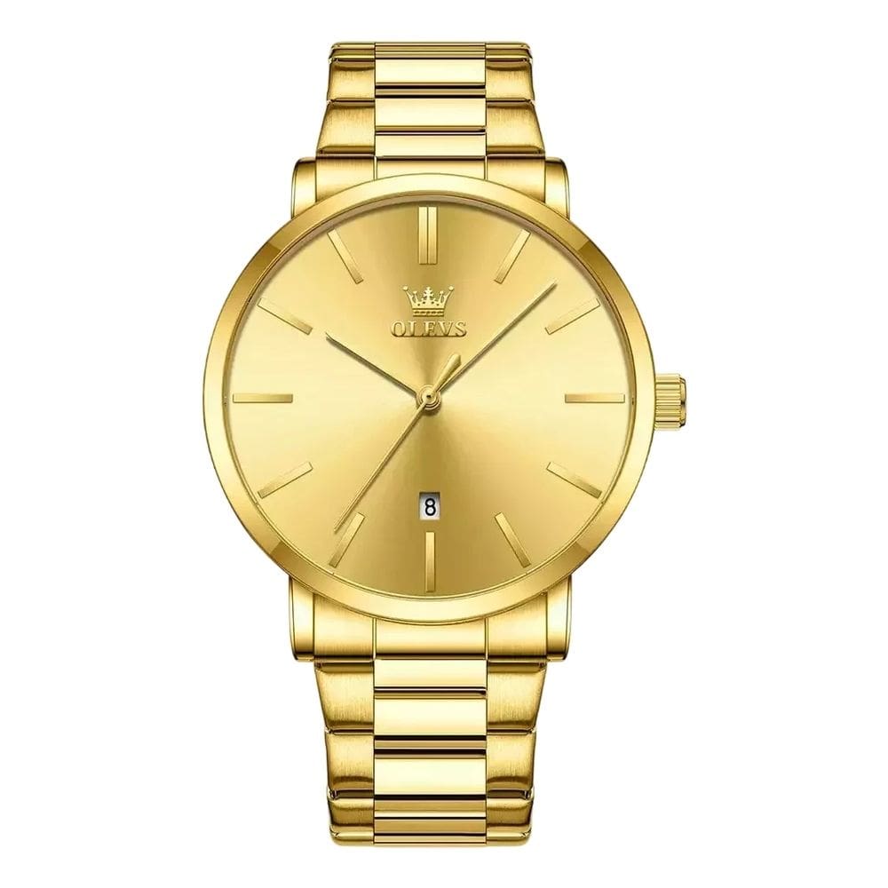 Relógio Masculino Olevs 2896 Quartz Luxo Ouro Á Prova d Água