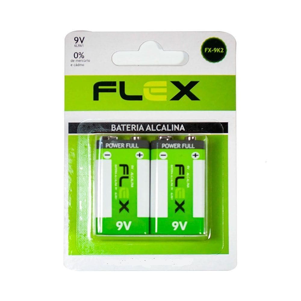 Duas Baterias Alcalina De 9 Volts Flexgold Fx-9k2 - AC2967