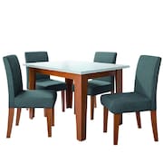 Conjunto Sala de Jantar Mesa Miami 1,20m 4 Cadeiras Trieste Madeirado/Bege Dobuê