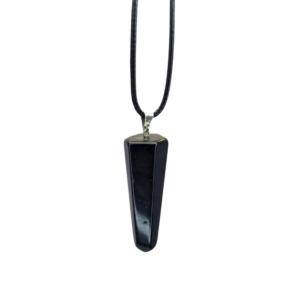 Colar Cordão com Pingente de Pedra Ponta Ônix Rolada Natural