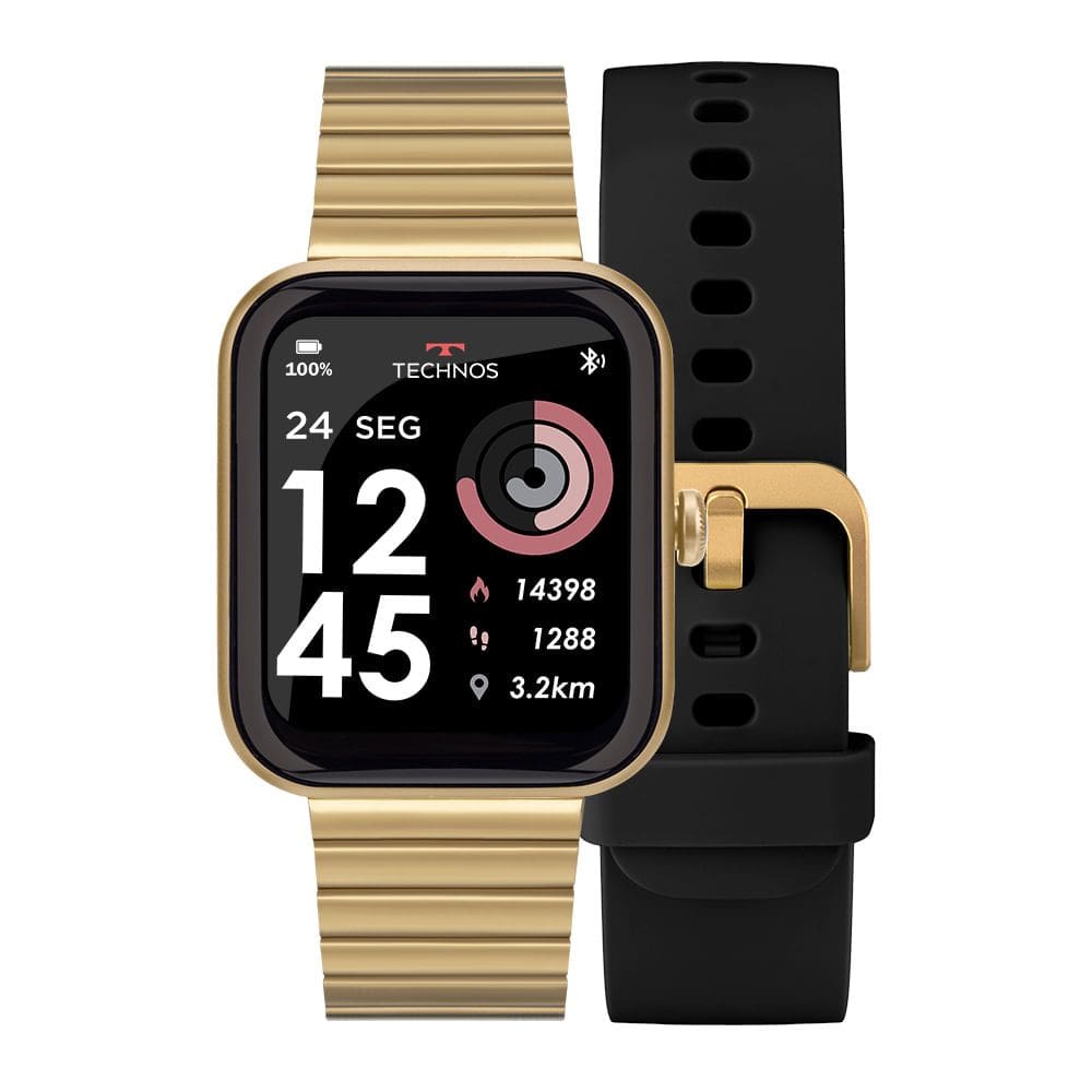 Relógio TECHNOS smartwatch KIT unissex preto dourado TMAXAH/7D