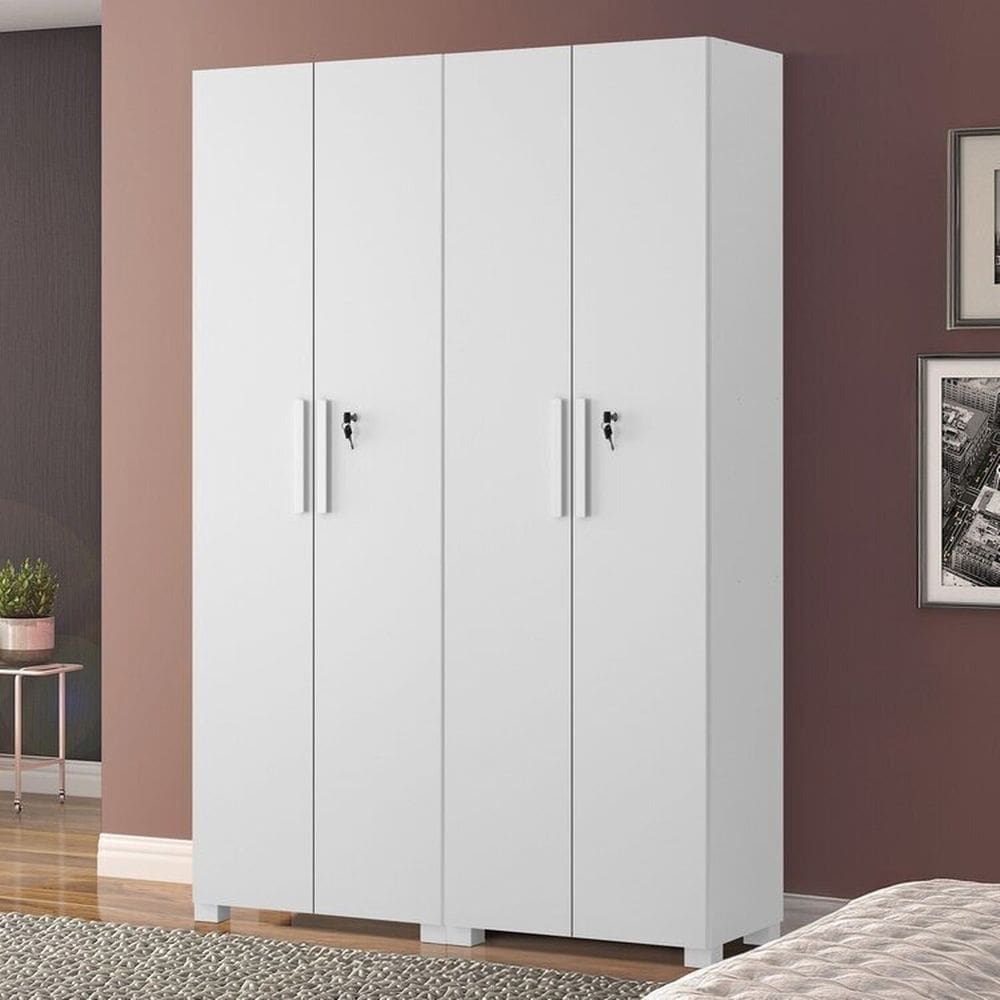 Kit com 2 Armários Multiuso Escritório 4 Portas e Prateleiras Branco New