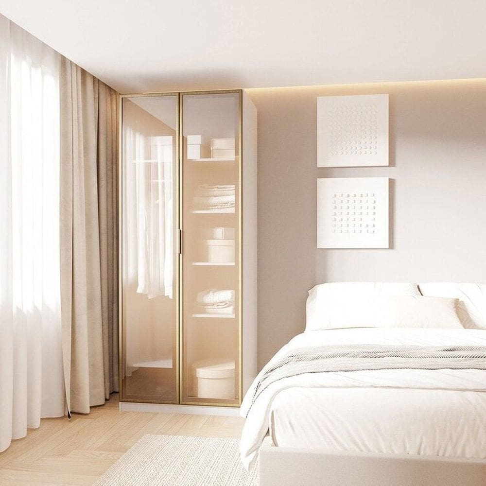 Guarda-roupa Modulado 2 Portas Reflecta com Prateleiras Jade Cabecasa Madeiramadeira Branco/Avelã