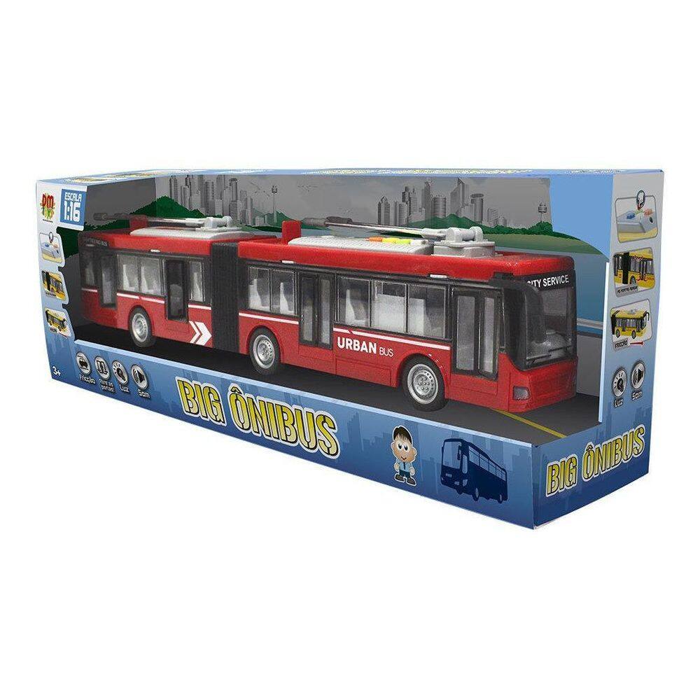 Carro Fricção Big Ônibus Com Luz E Som 6166 Dm Toys Vermelho