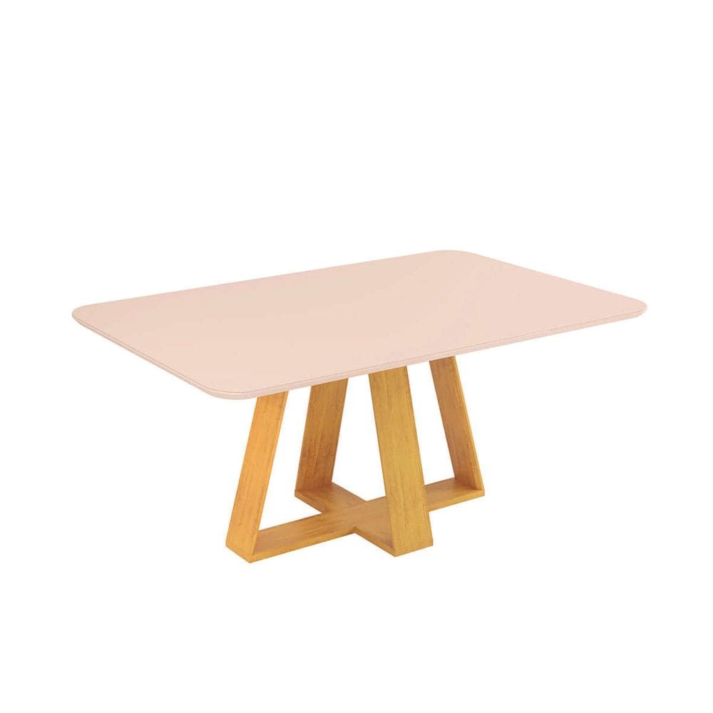 Mesa de Jantar Nápoles 6 Lugares 160x90cm Tampo Vidro e MDF Sem Cadeiras Cedro - Off White - ÉdeCasaMóveis