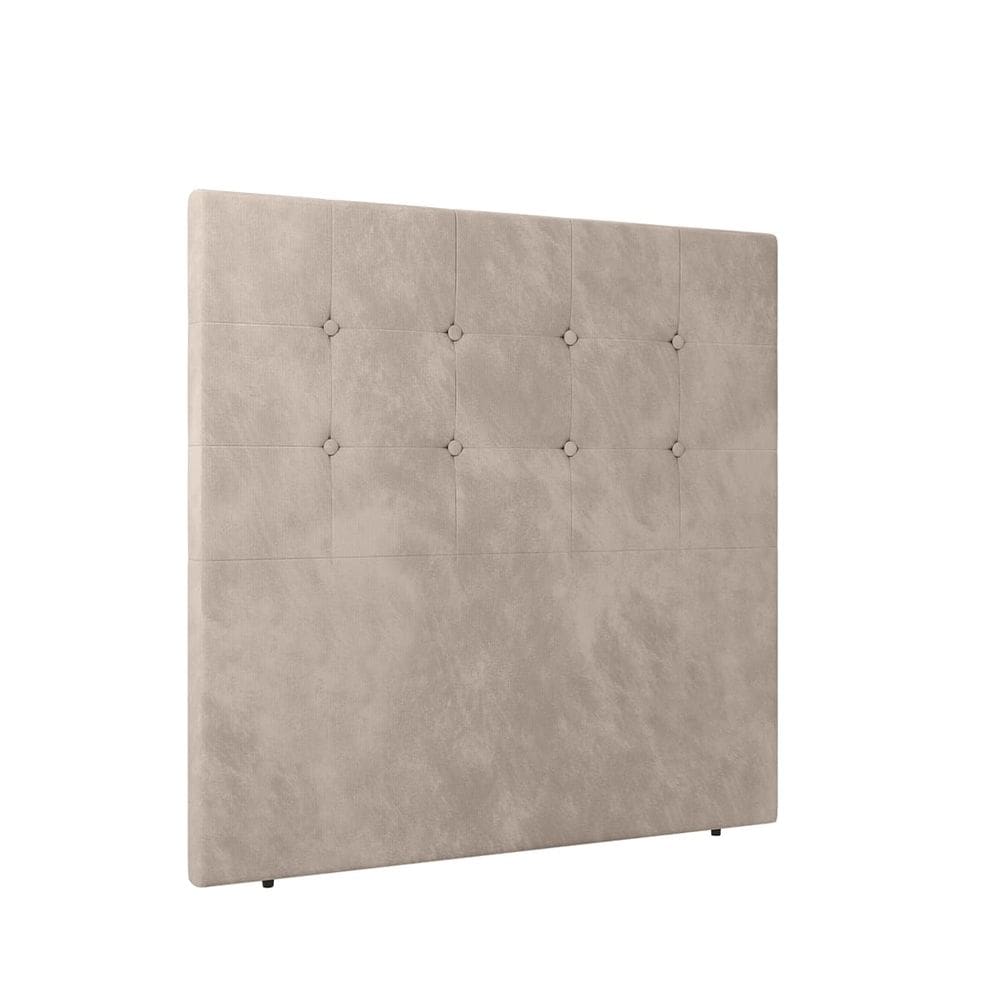 Cabeceira Cama de Solteiro Estofada 140 x 128 Infinity Veludo Bege - ÉdeCasaMóveis