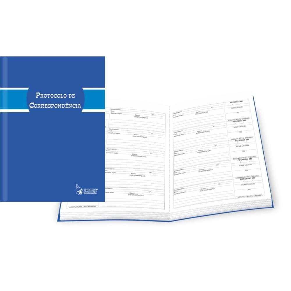 Caderno Livro Protocolo Correspondência 1/4 100 Folhas