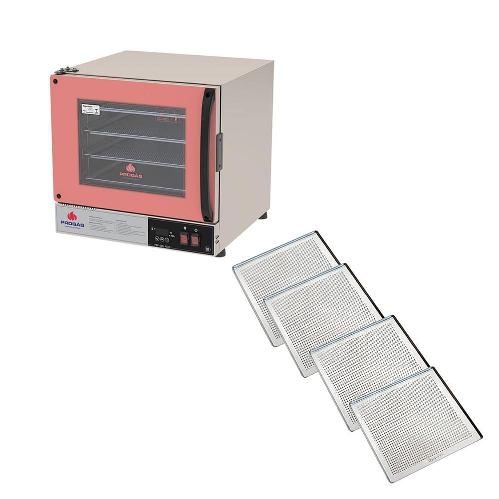 KIT - Forno Turbo Elétrico PRP-004 Plus 220V Rosa + 4 Assadeiras - Progás