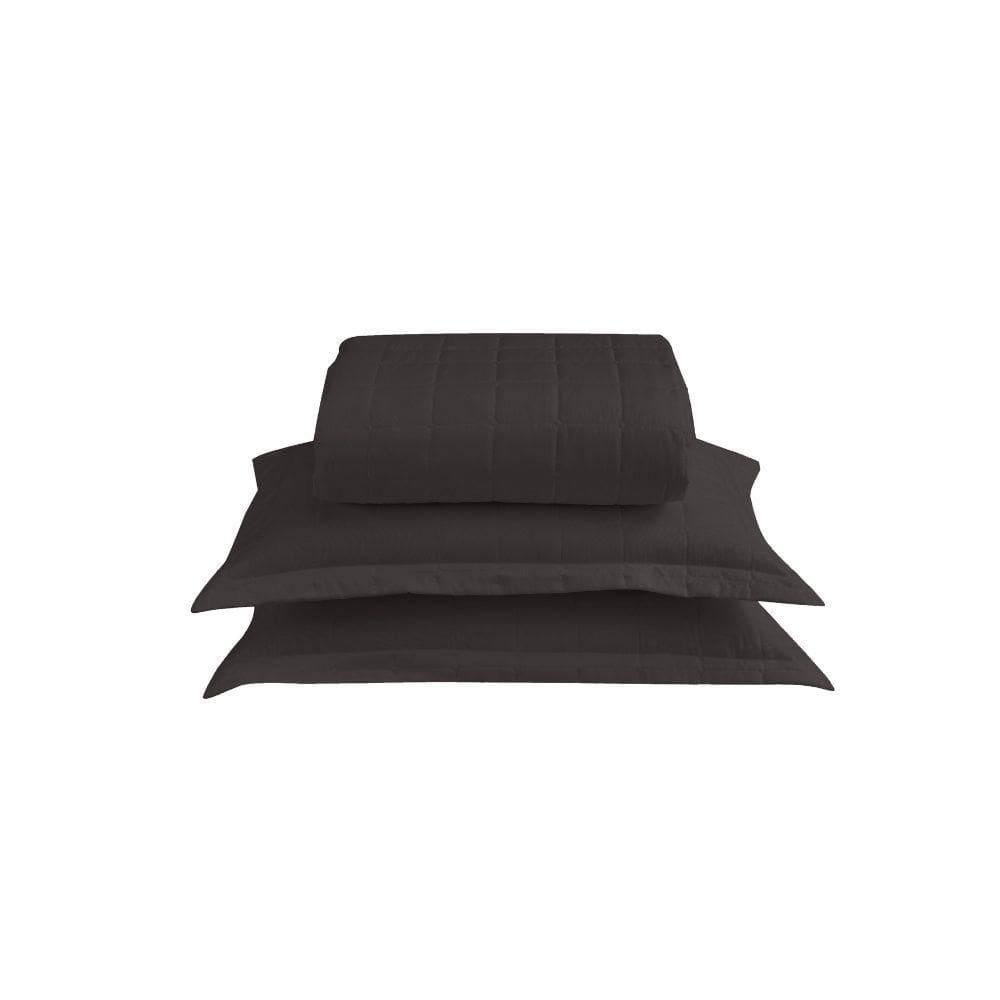 Kit Cobre Leito Matelado Dupla Face Soft 3 Peças Queen 100% Poliéster Cor:preto