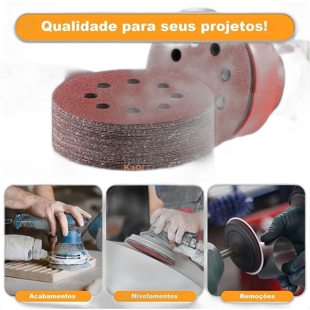 100 X Lixas Disco Grão 7 Polegadas 180Mm 8 Furos Lixadeira