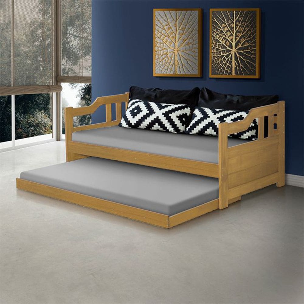 Sofá Cama Madeira Maciça Rústico Solteiro - Imbuia