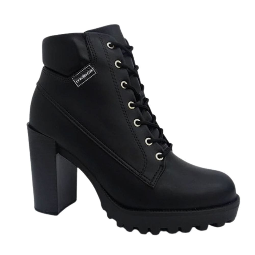 Coturno Moleca Napa Floather Salto Bloco Alto Feminino Preto