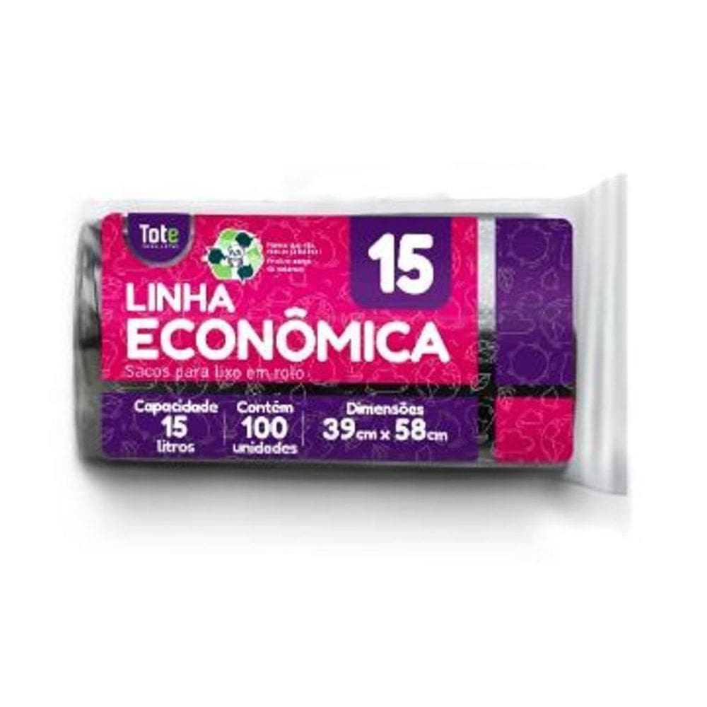 Saco De Lixo Econômico 15 Litros - Pacote Com 100 Unidades