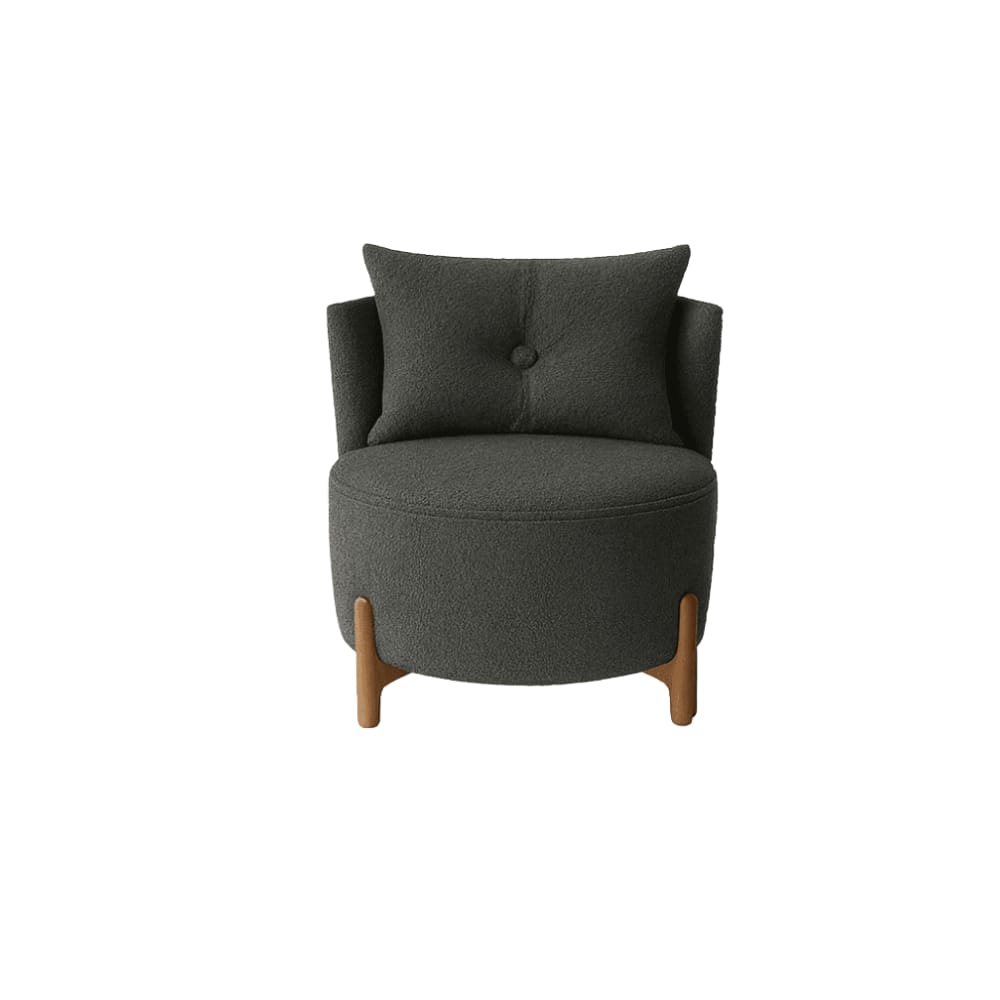Poltrona Decorativa Orgânica Curva Luna Boucle Cinza Escuro - Montanaris Decor
