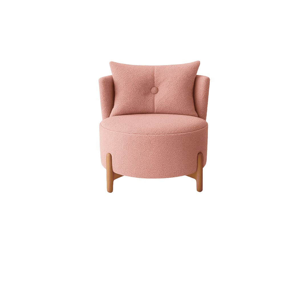 Poltrona Decorativa Orgânica Curva Luna Boucle Rosê - Montanaris Decor