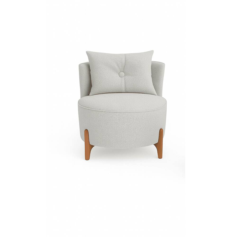Poltrona Decorativa Orgânica Curva Luna Boucle Cinza - Montanaris Decor