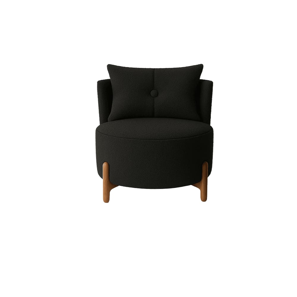Poltrona Decorativa Orgânica Curva Luna Boucle Preto - Montanaris Decor