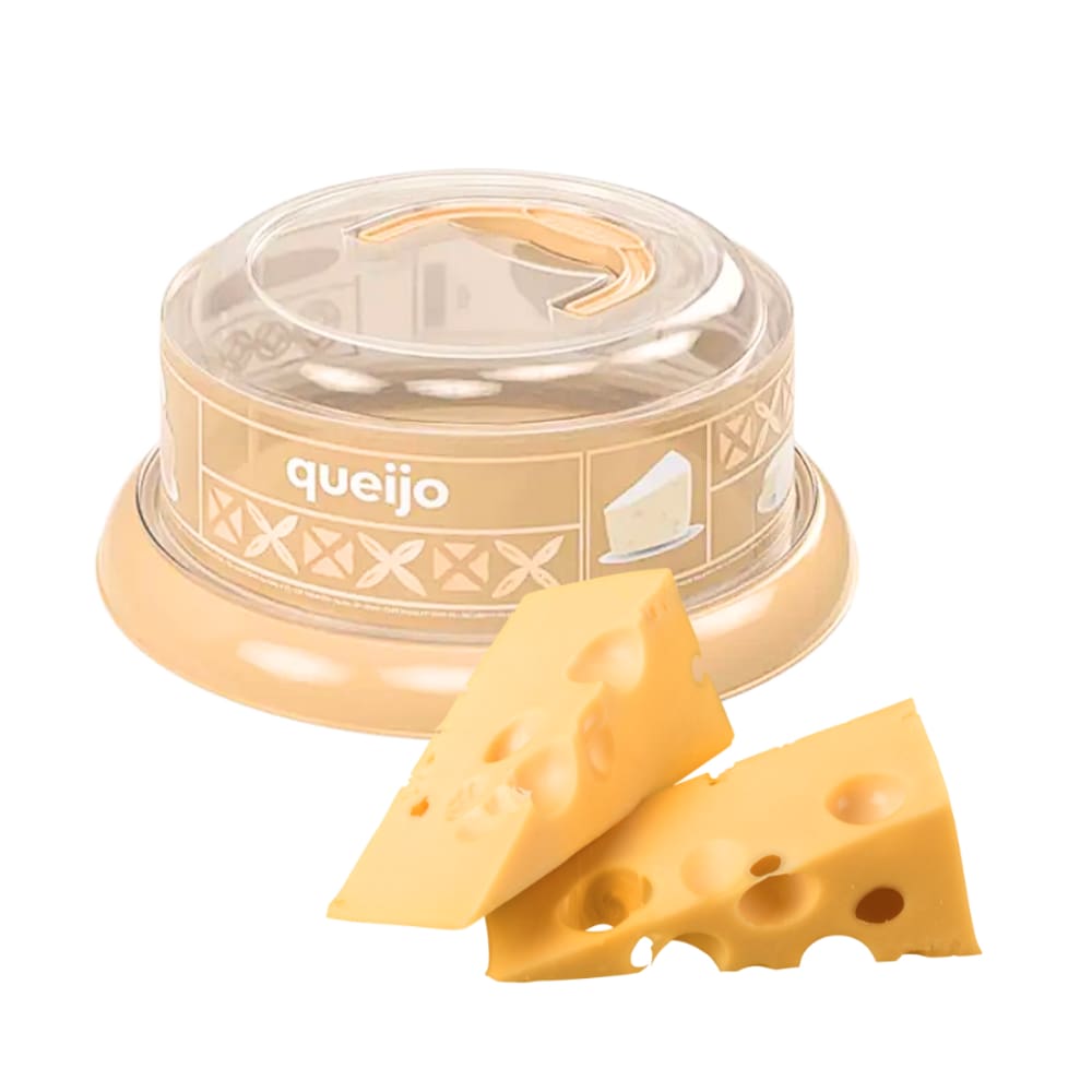 Porta Queijo Queijeira Plástico Plasutil Beje - Nova Coleçâo
