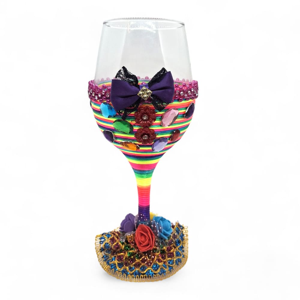 Taça de Vidro Colorida Detalhada Umbanda Candomblé 600ml