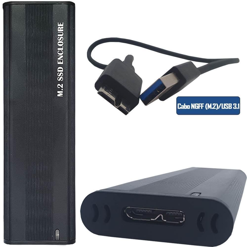 Case Externa Portatíl Para Ssd M.2 Nvme +Cabo Ngff /Usb 3.1