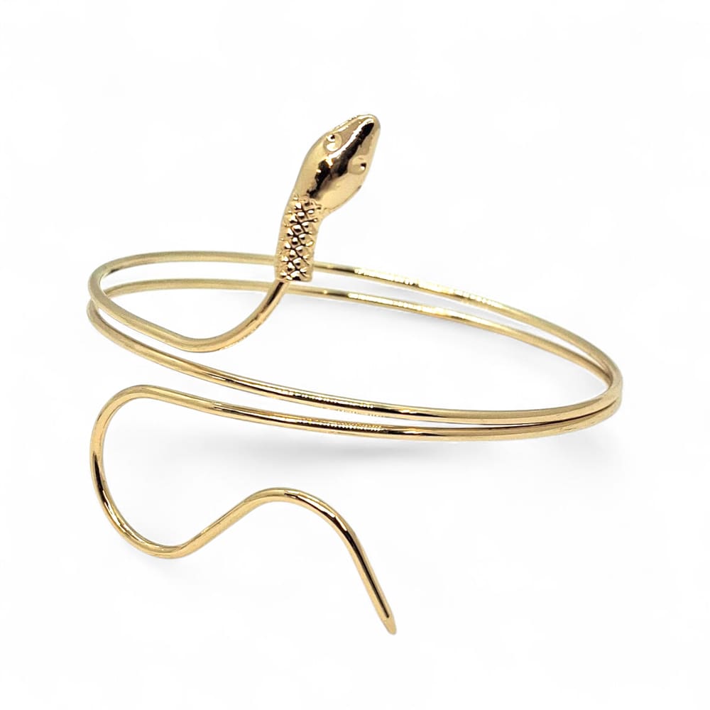 Bracelete De Cobra Espiral Regulável Liso Dourado Braço