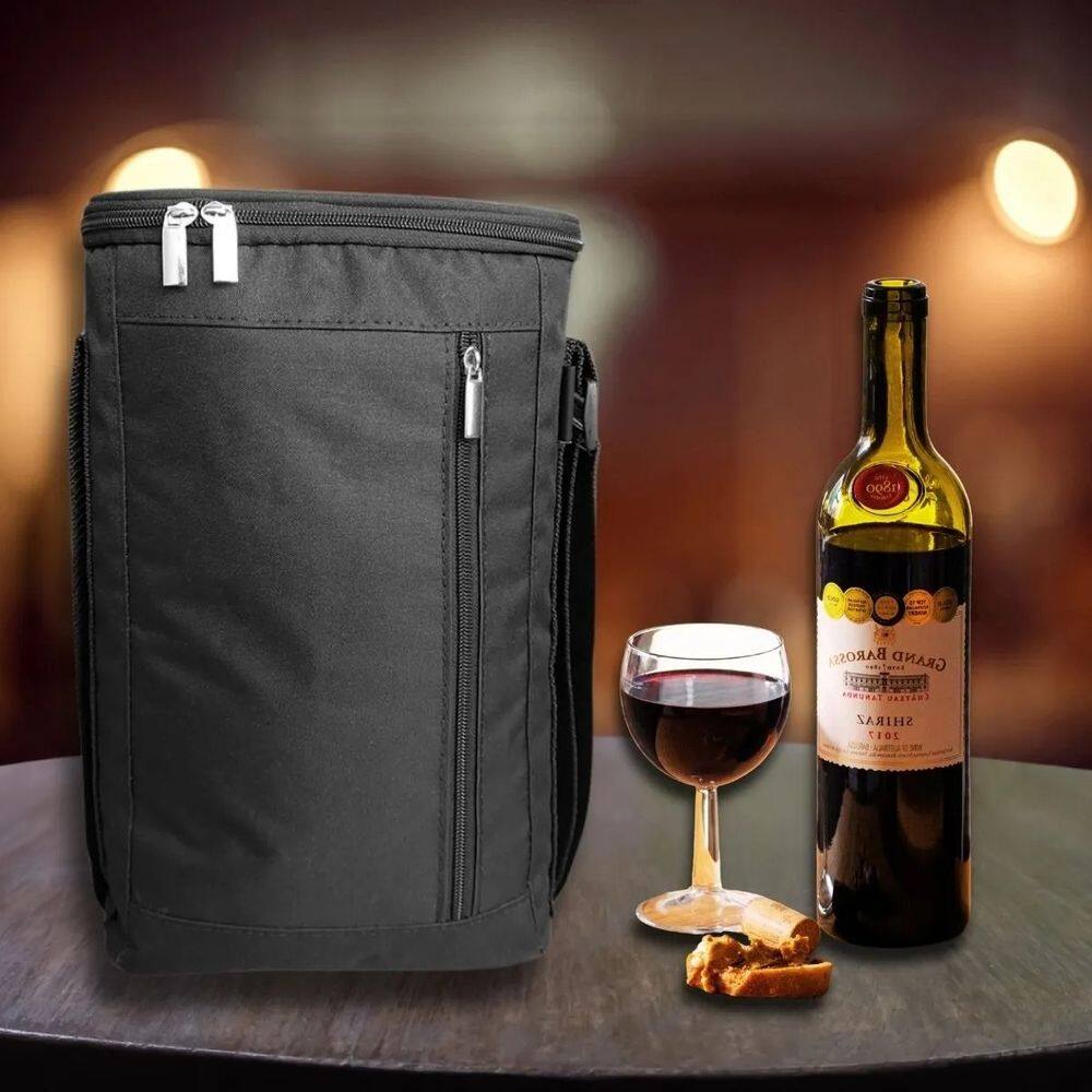 Bolsa Térmica Porta Vinho Oxford Impermeável Para 2 Garrafas de Vinho ou Espumante Presente Elegante e Funcional para Amantes de Vinho