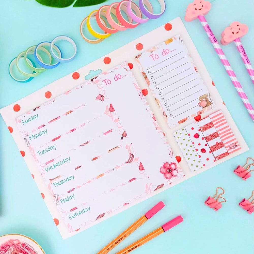 Planner Semanal c/ Folhas Adesivas Decoradas 6 Blocos 30 Folhas Cada | Papelaria | Anotação | Dia a Dia