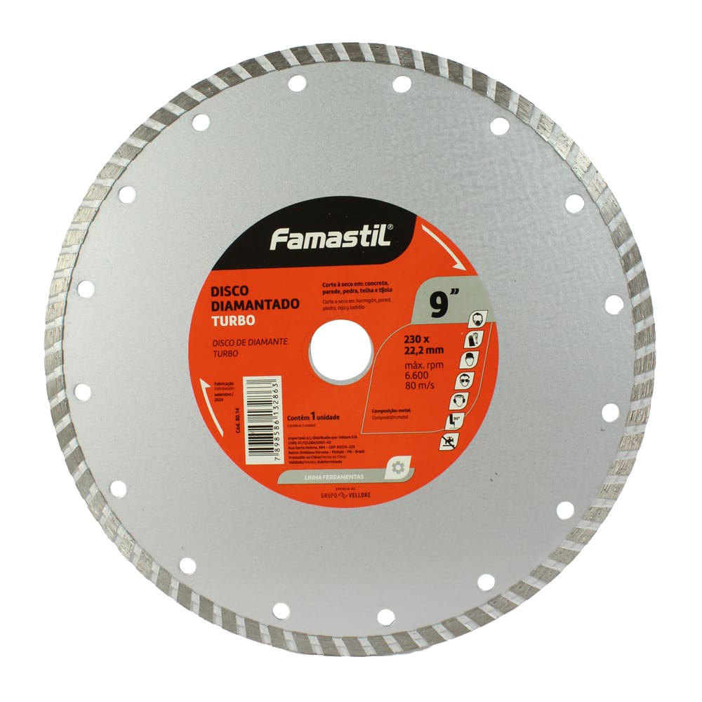 Disco Turbo Diamantado 9" 230?×?22,2?mm Famastil
