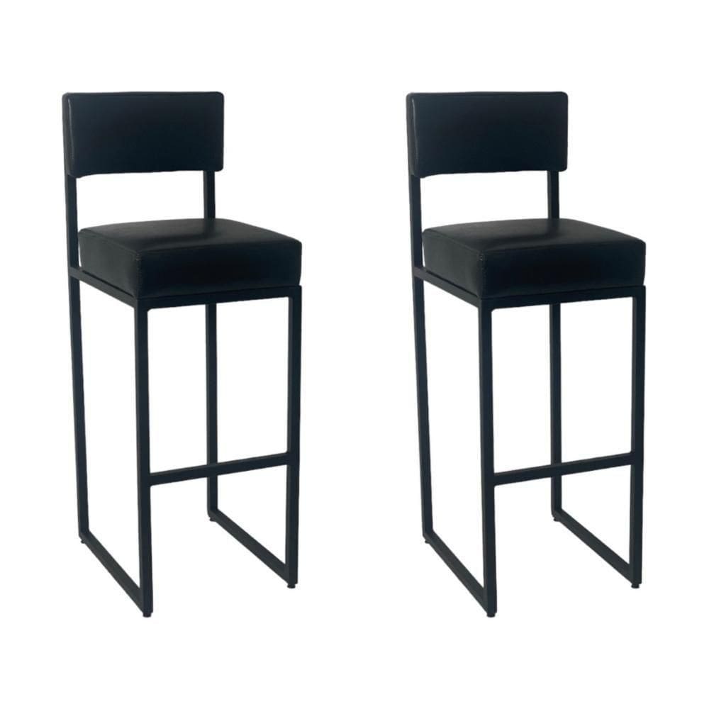 Kit 2 Banquetas Alta Para Cozinha Bistrô Balcão Preto