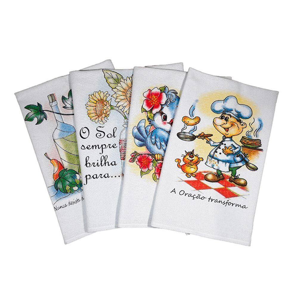 Pano De Prato Lomaer Sacaria 70 X 90cm Estampado 03 Unidades