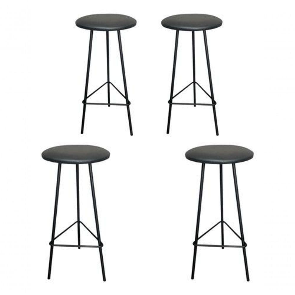 Kit 4 Banquetas Alta Para Cozinha Bar Balcão Bistrô Preto