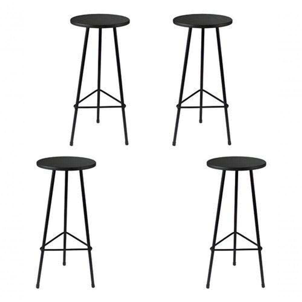 Kit 4 Banquetas Alta De Alumínio Ibiza 70cm Aluminium Decor Preto