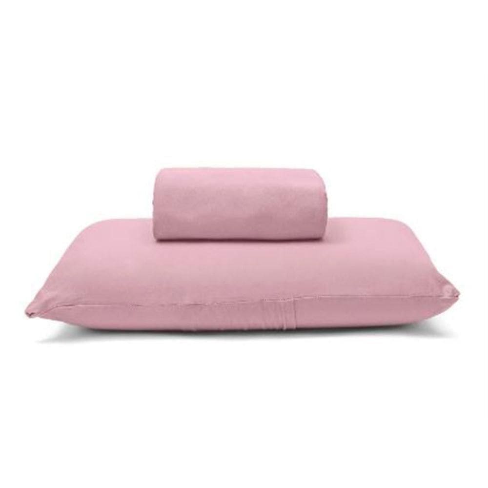 Jogo De Cama Buettner Solteiro King Malha 100% Algodão Basic Liso 2 Peças Rose Blush