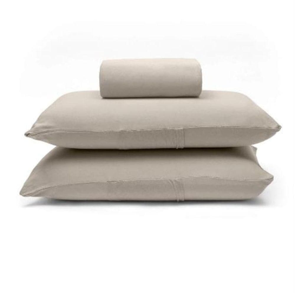Jogo De Cama Buettner Queen Malha 100% Algodão Basic Liso 3 Peças Peças Trigo