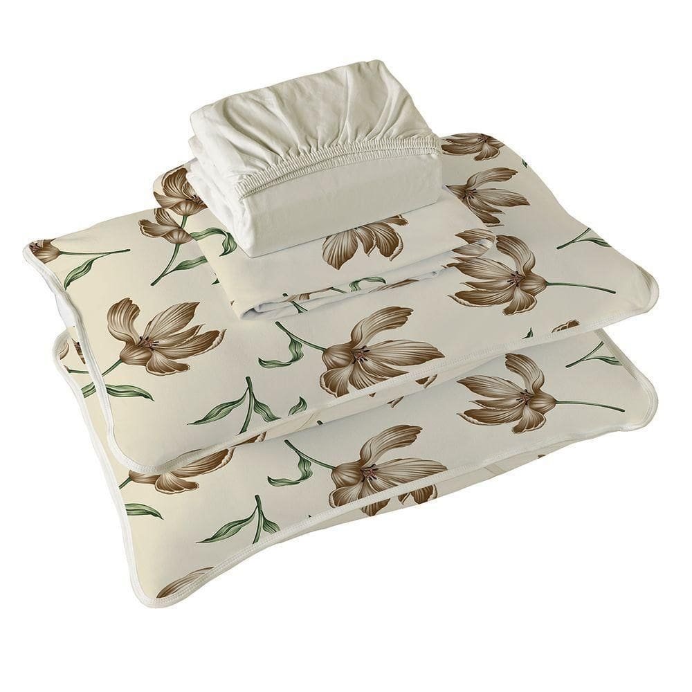 Jogo De Cama Tecebem Casal Malha 100% Algodão Estampado Tais 4 Pçs Premium Baunilha